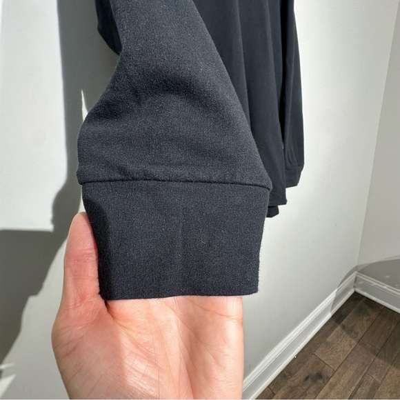 Belle by KIM GRAVEL Knit Top/Sweatshirt with Faux Leather Hood Women Bla… - Picture 6 of 13